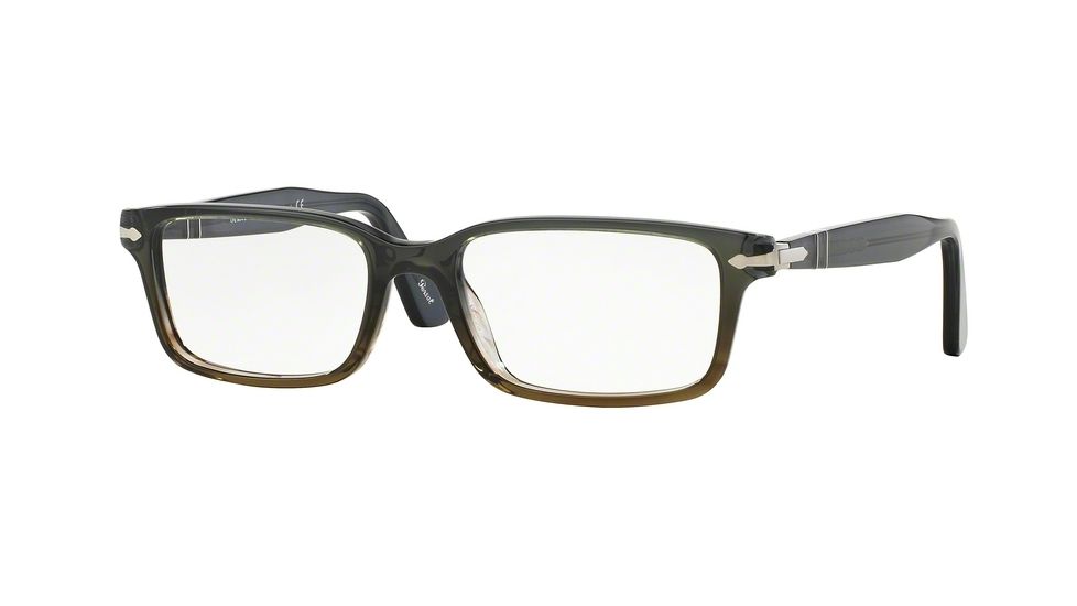 Persol PO2965VM Eyeglass Frames 1012-53 - Dark Grey Gradient Green Brow Frame