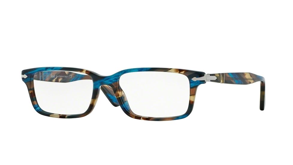 Persol PO2965VM Eyeglass Frames 973-53 - Brown Spotted Blue Frame