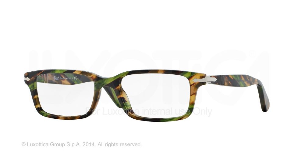 Persol PO2965VM Eyeglass Frames 974-53 - Brown Stripped Green Frame
