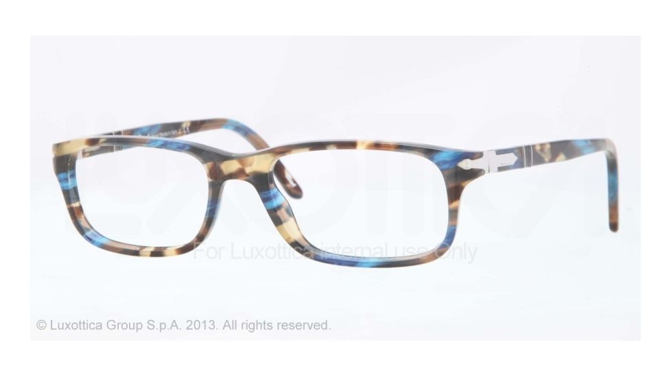 Persol PO3005V Eyeglass Frames 973-53 - Brown Spotted Blue Frame