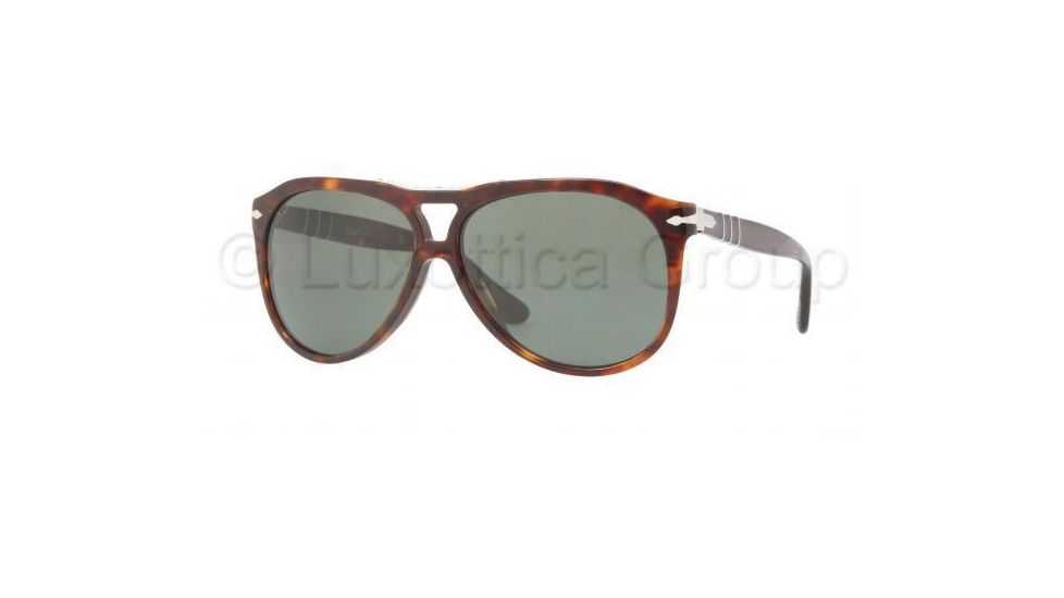 Persol PO3008S Sunglasses 24/31-5812 - Havana Frame, Crystal Green Lenses