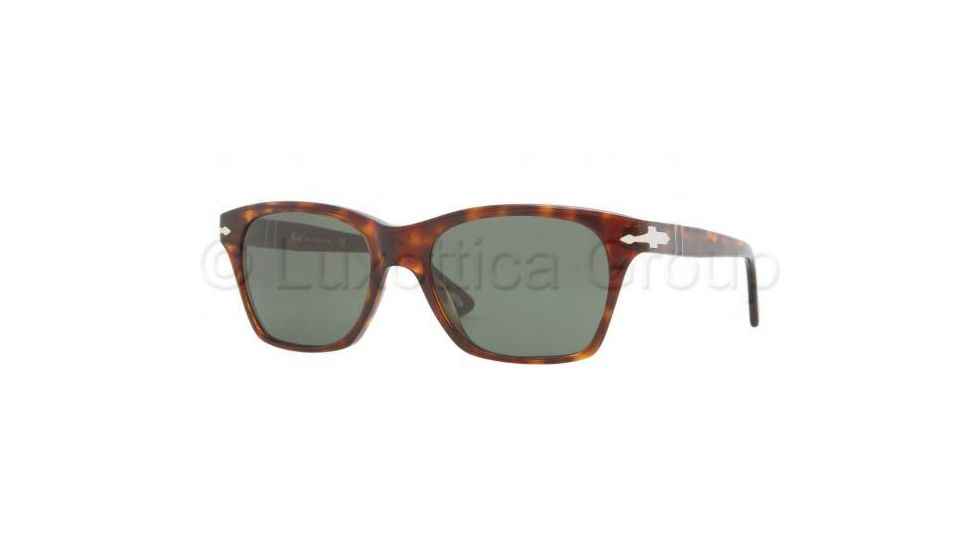 Persol PO3027S Sunglasses 24/31-5318 - Havana Frame, Crystal Green Lenses