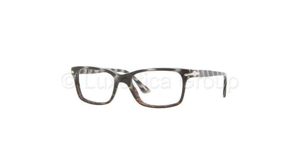 Persol PO3030V Eyeglass Frames 965-5017 - Dark Horn Striped White Frame, Demo Lens Lenses