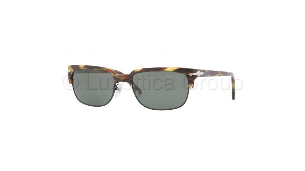 Persol PO3043S Sunglasses 938/31-5418 - Green Striped Frame, Green Lenses