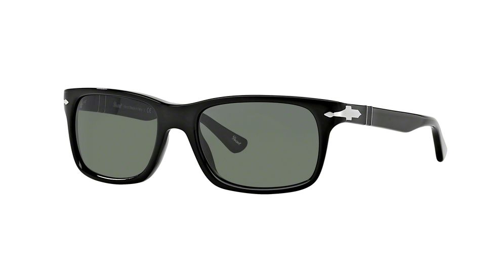 Persol PO3048S Sunglasses 95/31-55 - Black Frame, Crystal Green Lenses