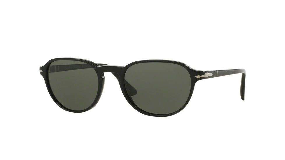 Persol PO3053S Sunglasses 901458-52 - Black Frame, Polar Green Lenses