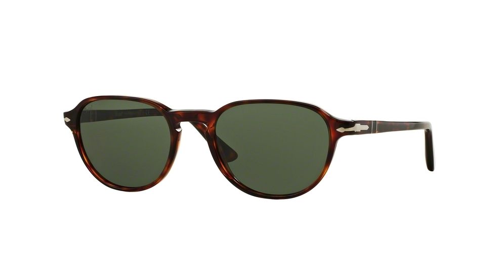 Persol PO3053S Sunglasses 901531-52 - Havana Frame, Green Lenses