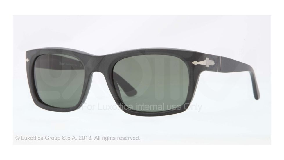 Persol PO3065S Sunglasses 900031-52 - Matte Black Frame, Green Lenses
