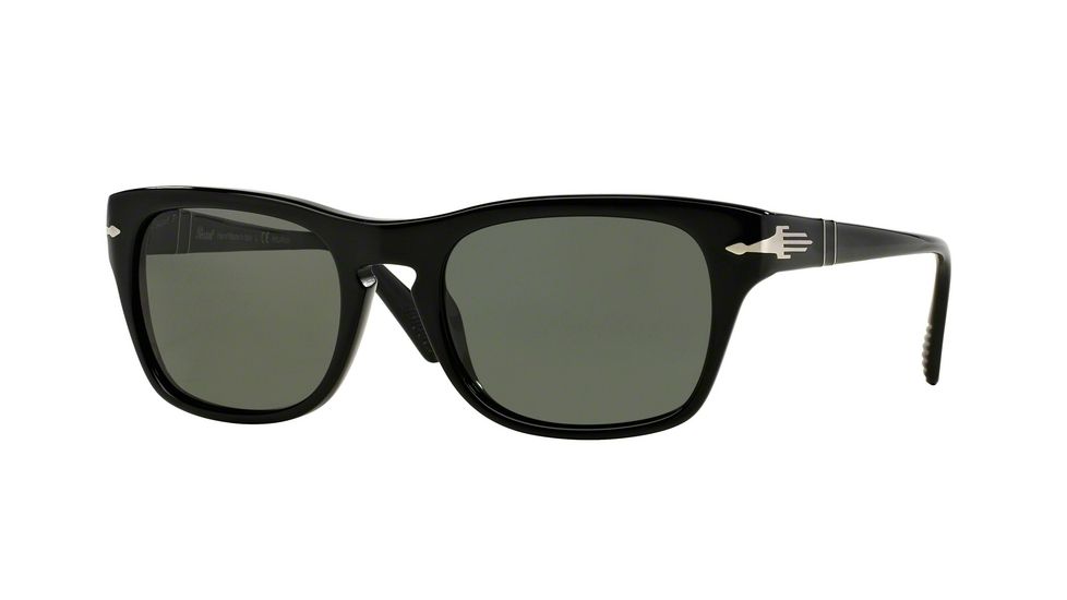 Persol PO3072S Sunglasses 95/58-57 - Black Frame, Crystal Green Polarized Lenses