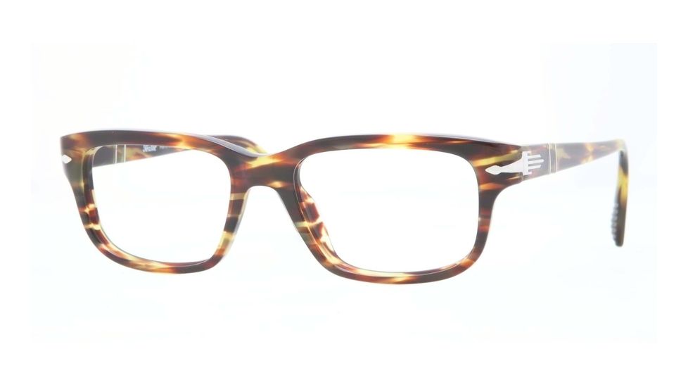 Persol PO3073V Eyeglass Frames 938-52 - Green Striped Brown Frame