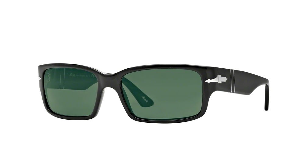 Persol PO3087S Sunglasses 95/58-58 - Black Frame, Green Polarized Lenses