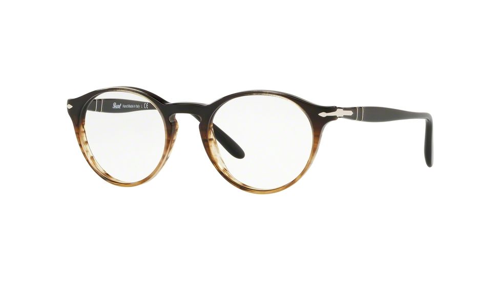 Persol PO3092V Eyeglass Frames 9052-50 - Grad Black Striped Brown Frame