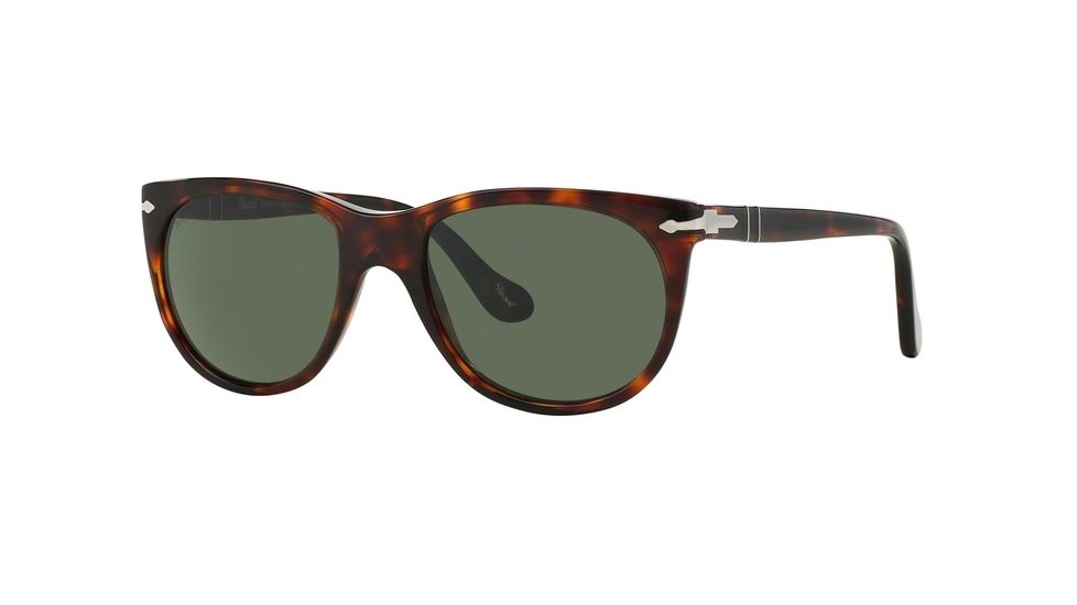 Persol PO3097S Sunglasses 24/31-51 - Havana Frame, Green Lenses
