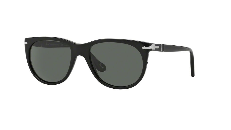 Persol PO3097S Sunglasses 95/58-51 - Black Frame, Green Polarized Lenses