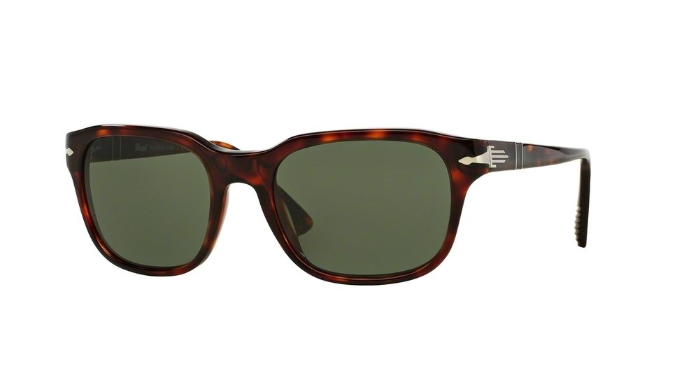 Persol PO3112S Sunglasses 24/31-53 - Havana Frame, Green Lenses