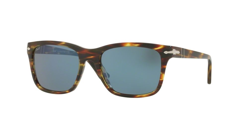 Persol PO3135S Sunglasses 938/56-55 - Stripped Green Frame, Light Blue Lenses