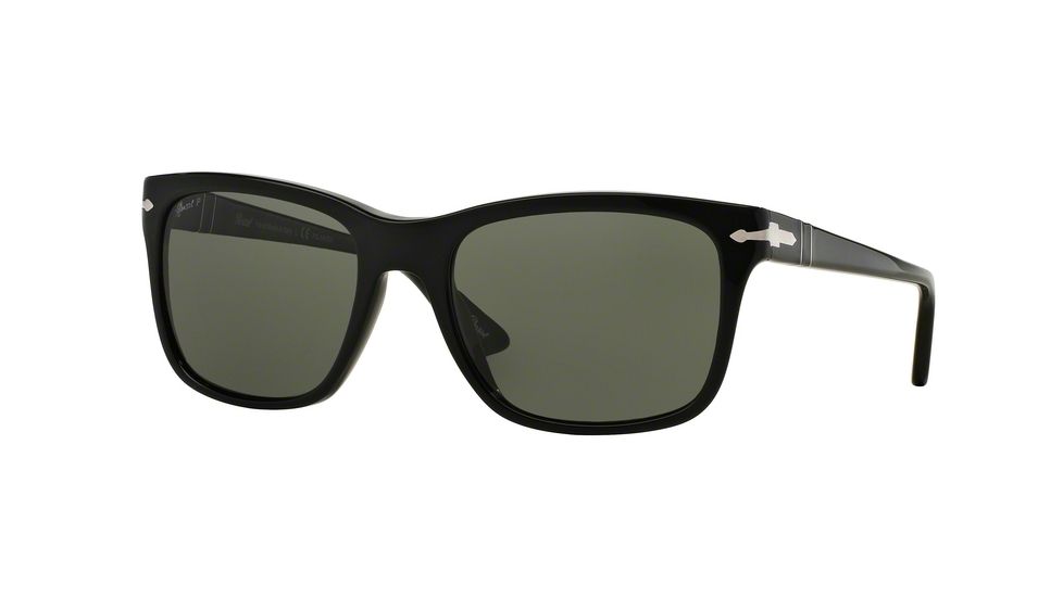 Persol PO3135S Sunglasses 95/58-52 - Black Frame, Green Polarized Lenses