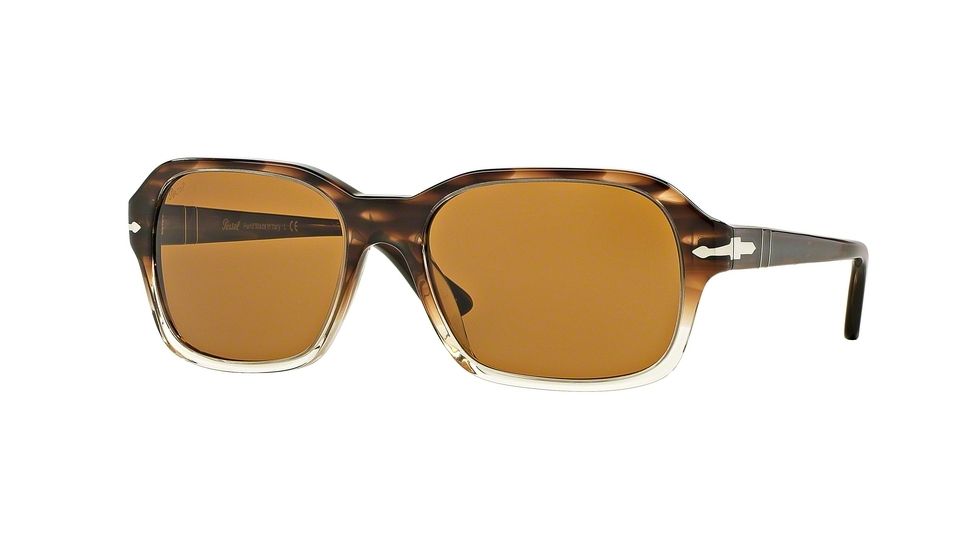 Persol PO3136S Sunglasses 103733-57 - Striped Brown/grad.trasp Frame, Brown Lenses