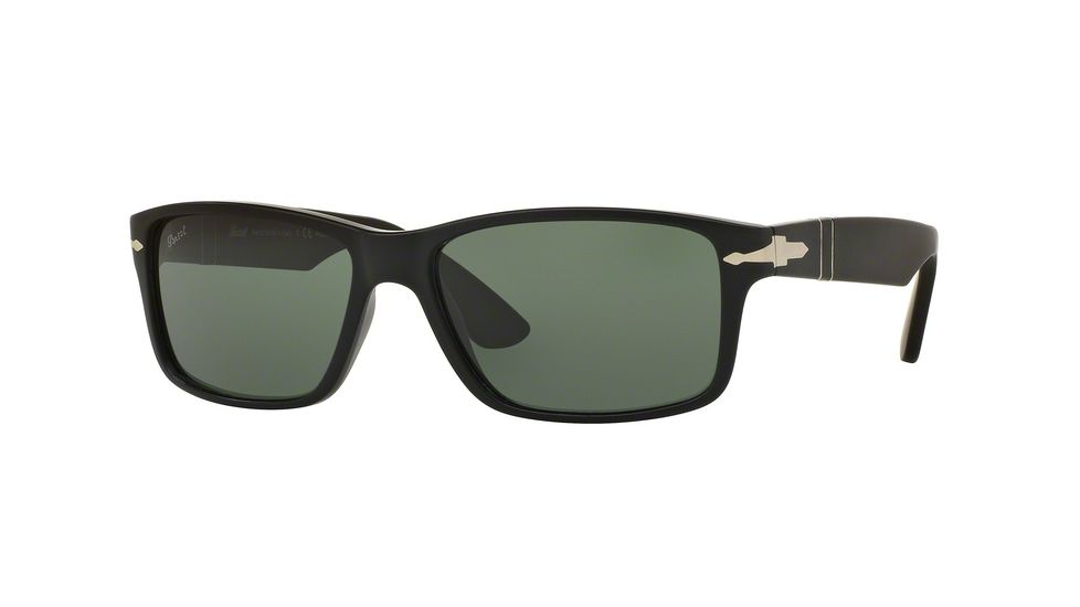 Persol PO3154S Sunglasses 104258-58 - Matte Black Frame, Polar Green Lenses