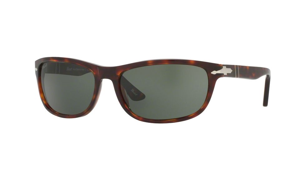 Persol PO3156S Sunglasses 24/31-63 - Havana Frame, Green Lenses