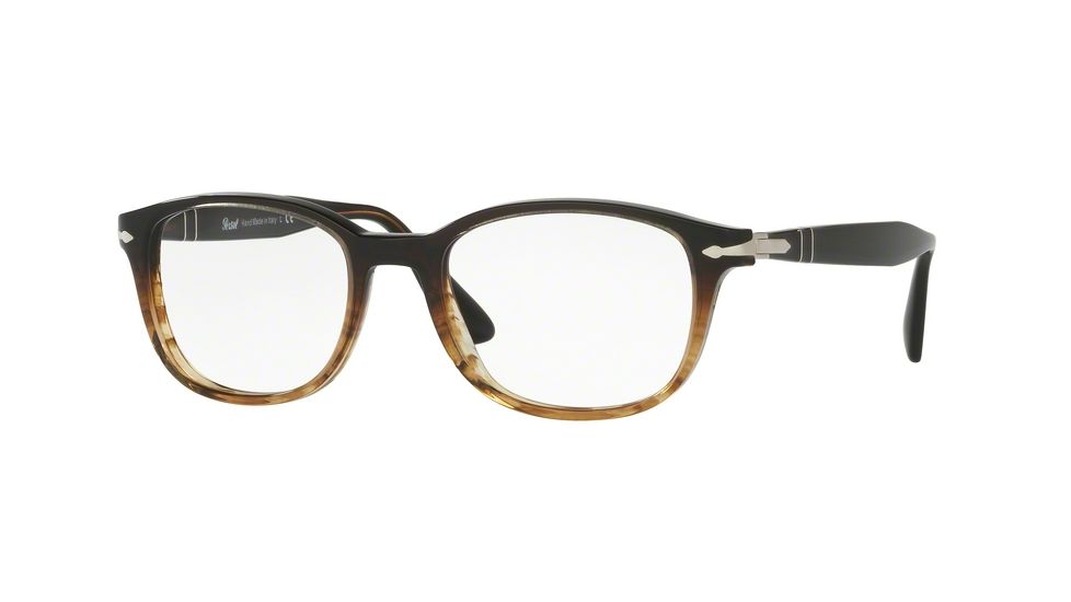 Persol PO3163V Eyeglass Frames 1026-52 - Brown/stripped Brown Frame