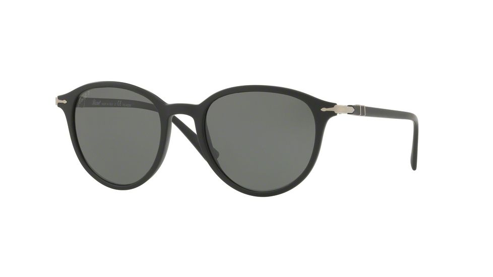 Persol PO3169S Sunglasses 104258-50 - Matte Black Frame, Polar Green Lenses