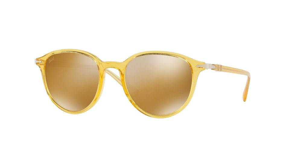 Persol PO3169S Sunglasses 1049W4-50 - Yellow Frame, Light Brown Mirror Gold Lenses