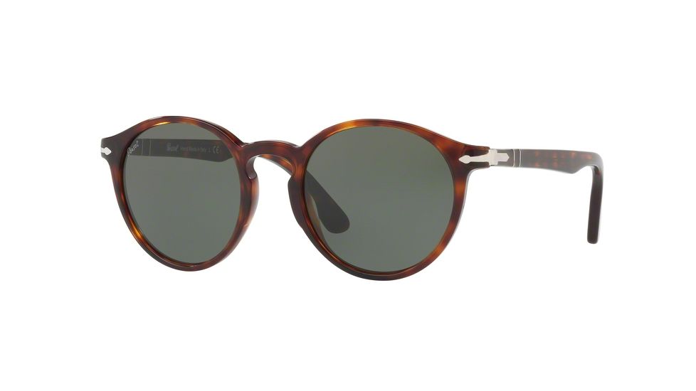 Persol PO3171S Sunglasses 24/31-49 - Havana Frame, Green Lenses