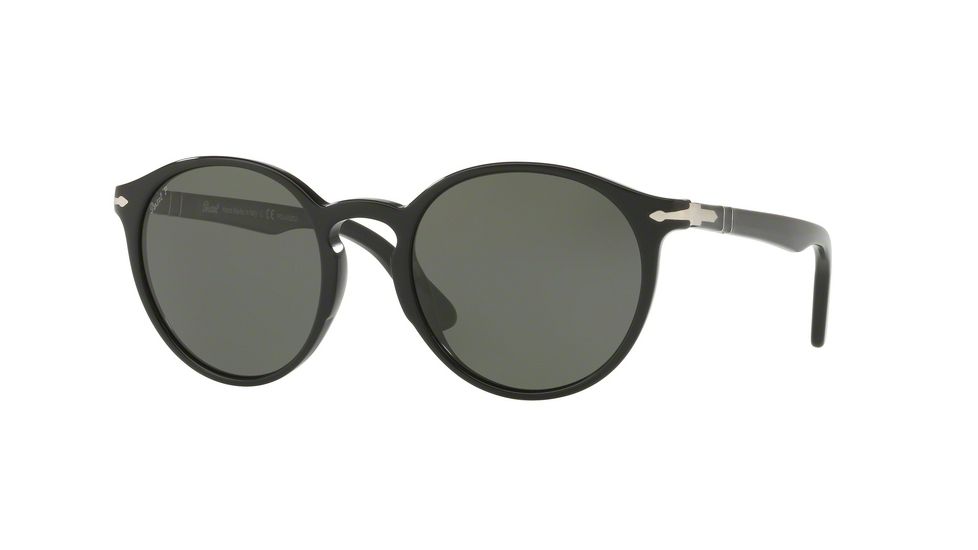 Persol PO3171S Sunglasses 95/58-49 - Black Frame, Crystal Green Polarized Lenses