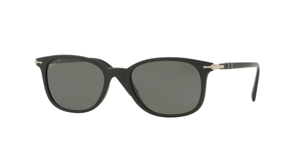 Persol PO3183S Sunglasses 104258-52 - Matte Black Frame, Polalr Green Lenses