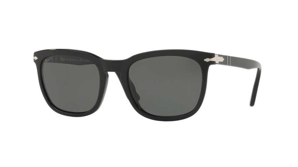 Persol PO3193S Sunglasses 95/58-55 - Black Frame, Green Polarized Lenses