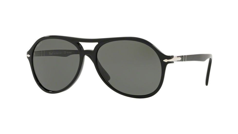 Persol PO3194S Sunglasses 104158-59 - Black Frame, Polar Green Lenses