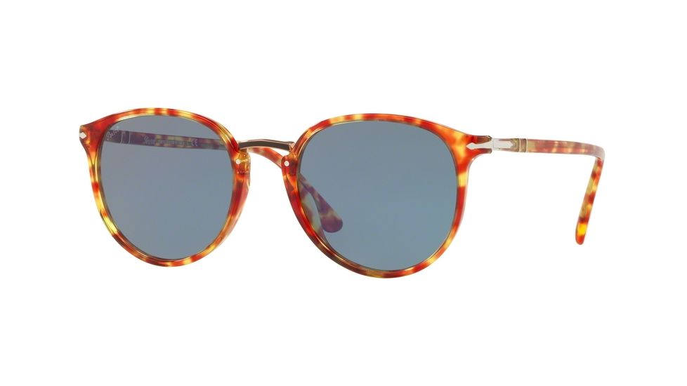 Persol PO3210S Sunglasses 106056-51 - Tortoise Red Frame, Light Blue Lenses