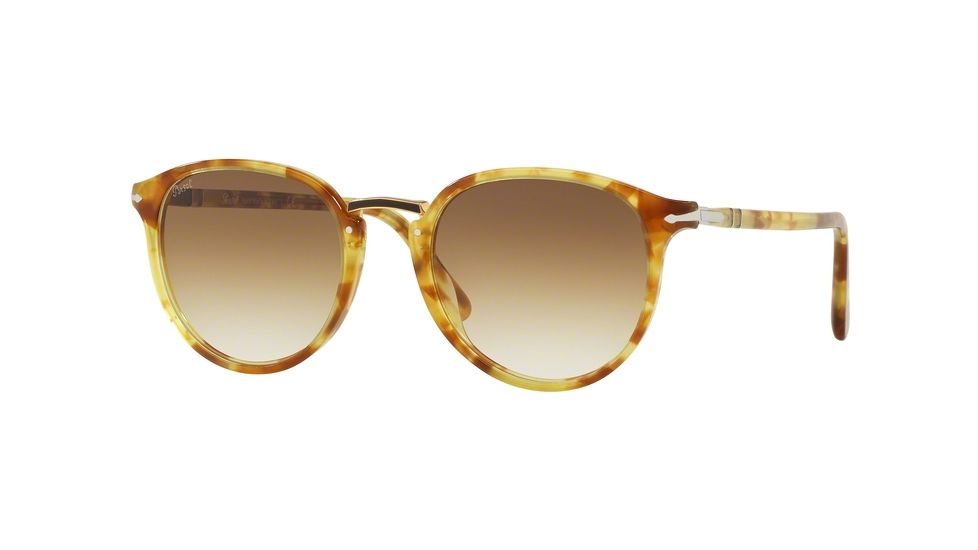 Persol PO3210S Sunglasses 106151-51 - Tortoise/Yellow Frame, Clear Gradient Brown Lenses