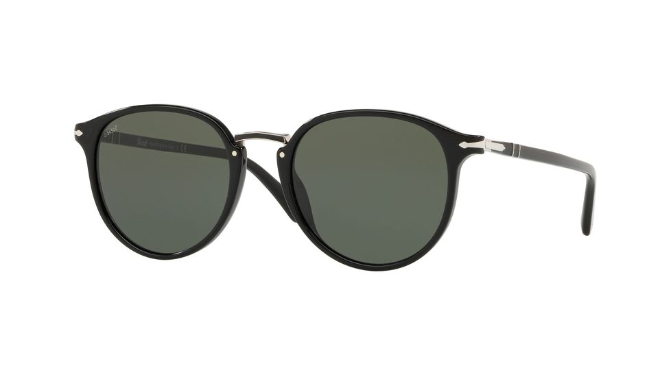 Persol PO3210S Sunglasses 95/31-51 - Black Frame, Green Lenses
