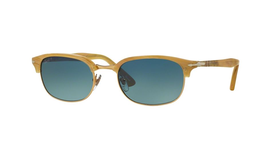 Persol PO8139S Sunglasses 1046S3-52 - Light Horn Frame, Light Blue Gradient Dark Blue Lenses