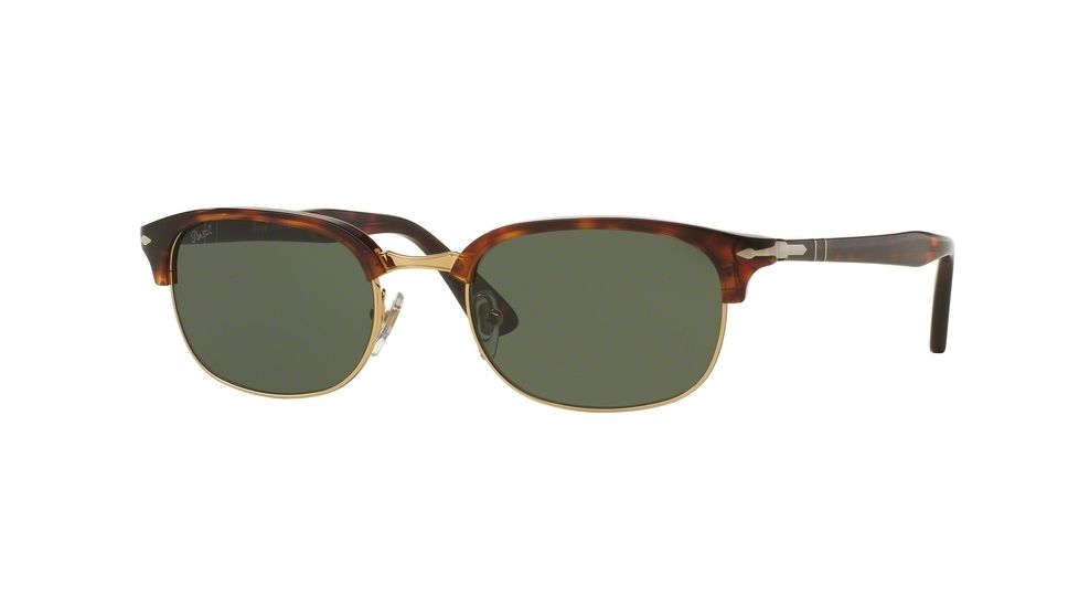 Persol PO8139S Sunglasses 24/31-52 - Havana Frame, Green Lenses