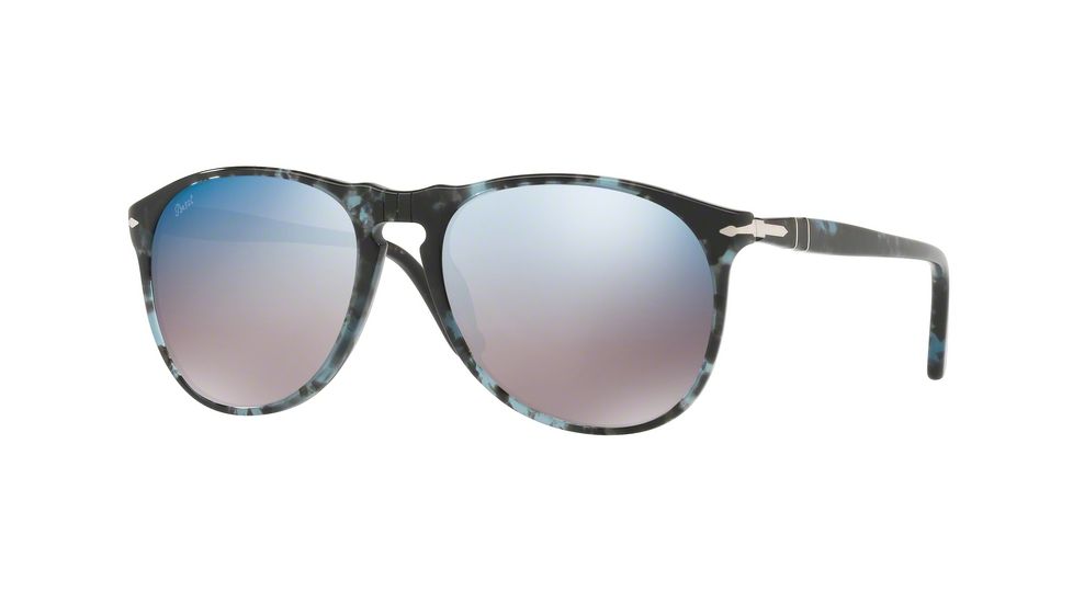 Persol PO9649S Sunglasses 1062O4-55 - Spotted Blue Dark Grey Frame, Grey Mirror Blue Lenses
