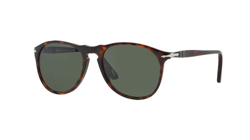 Persol PO9649S Sunglasses 24/31-55 - Havana Frame, Crystal Green Lenses