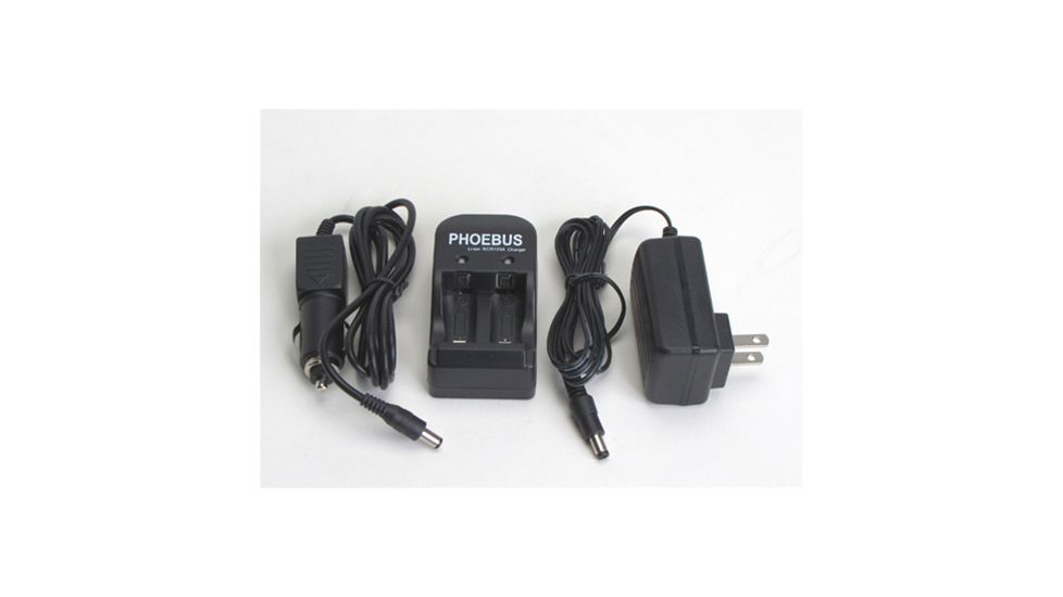 Phoebus RCR-123A AC and DC Battery Charger, Black, Small PC-RCR-AC-DC