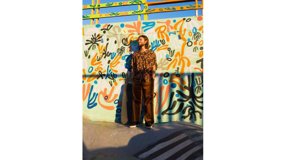 Poler Aloha Shirt, Medium, Orchid Floral Black, 221APM3002-Orchid Floral Black-M