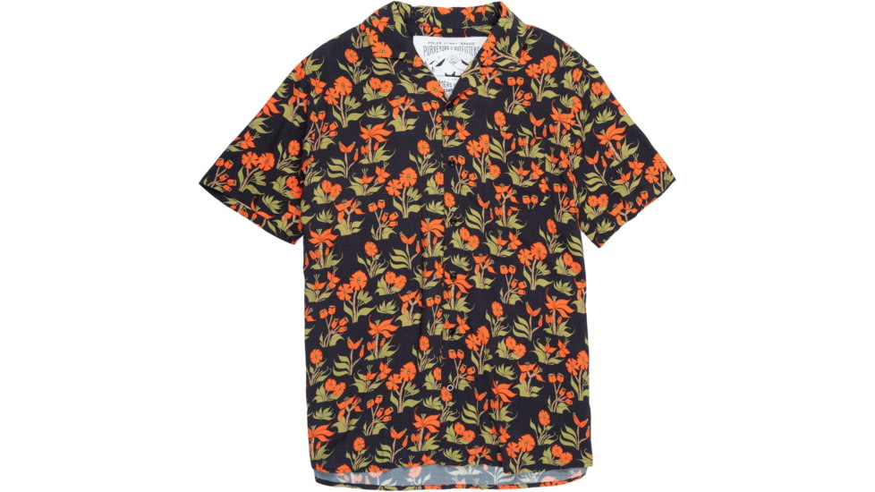 Poler Aloha Shirt, Medium, Orchid Floral Black, 221APM3002-Orchid Floral Black-M