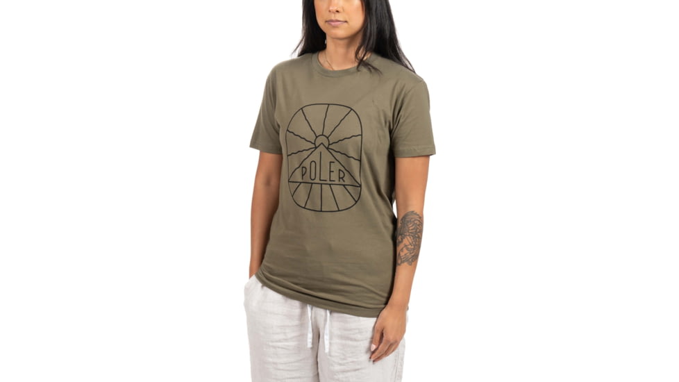 Poler Sunburst T-Shirt, Large, Military Green, 221APM2010-MILITARY GREEN-L