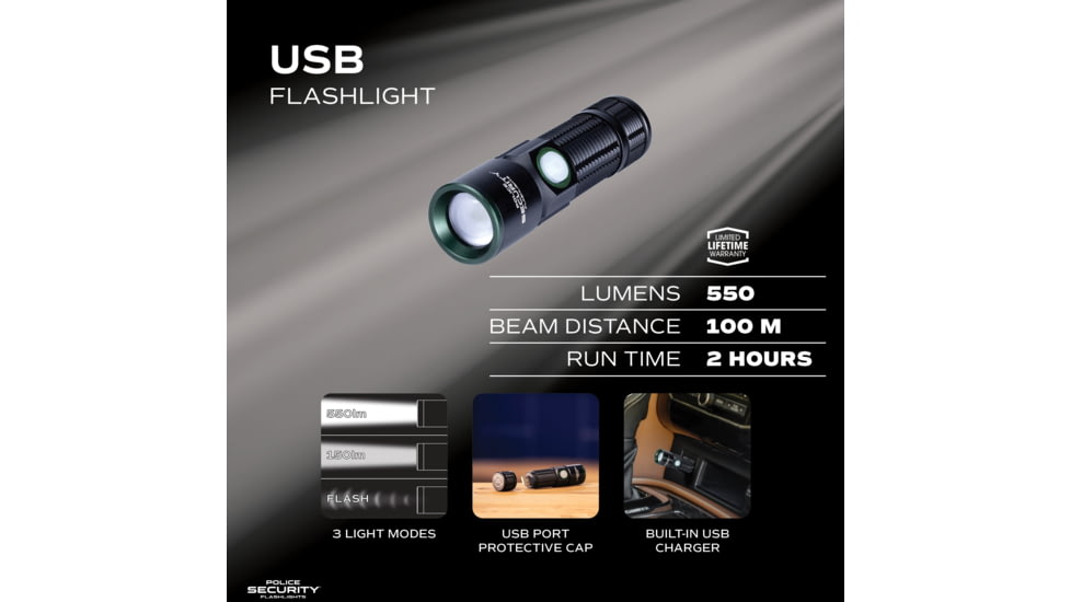 Police Security Flashlights Police Security USB Flashlight