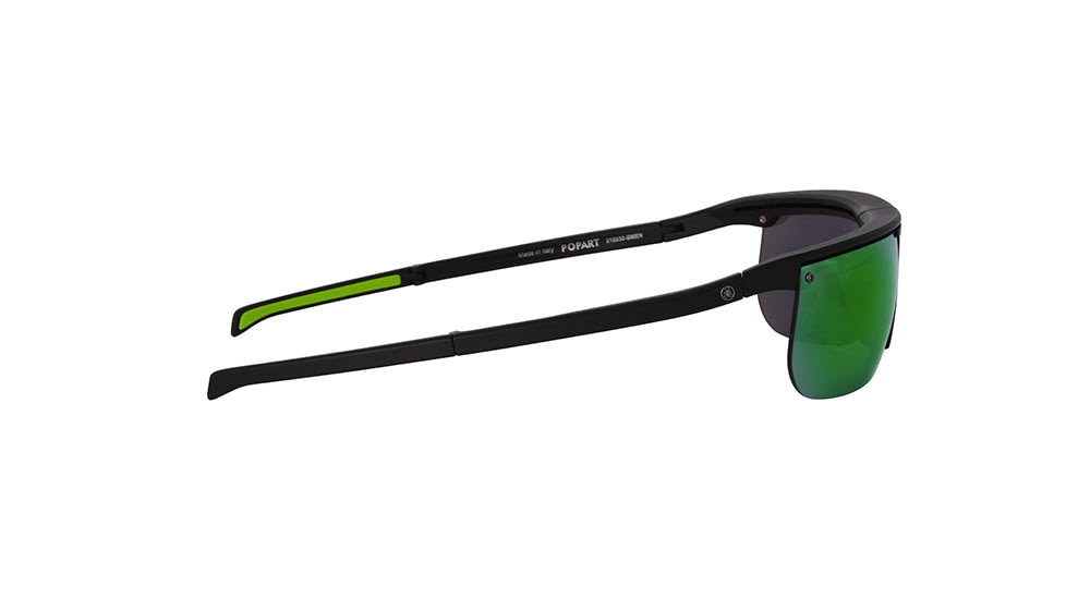 Popticals PopArt Sunglasses, Black Matte Frame, Gray/Green Mirror Lens, Polarized, 010030-BMEN