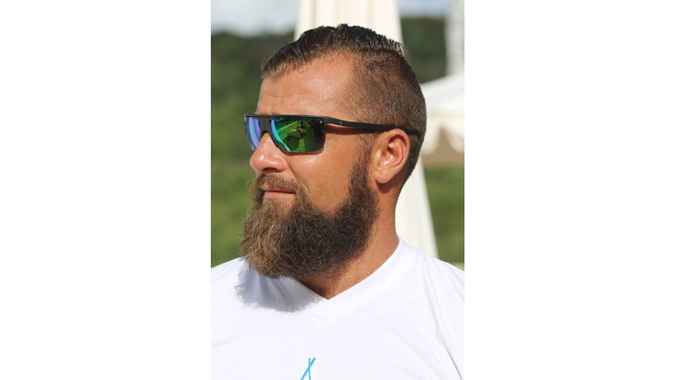 Popticals PopArt Sunglasses, Black Matte Frame, Gray/Green Mirror Lens, Polarized, 010030-BMEN