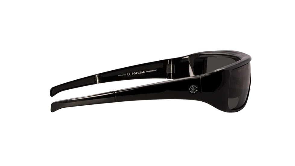 Popticals PopGear Sunglasses, Black Over Crystal Gloss Frame, Gray Lens, Polarized, 040050-BLGP