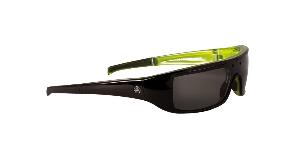 Popticals PopGear Sunglasses, Blk Over Green Crystal Gloss Frame, Gray Lens, Polarized, 040050-GLGP