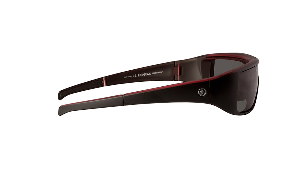 Popticals PopGear Sunglasses, Red/Black Crystal Matte Frame, Gray Lens, Polarized, 030050-REGP