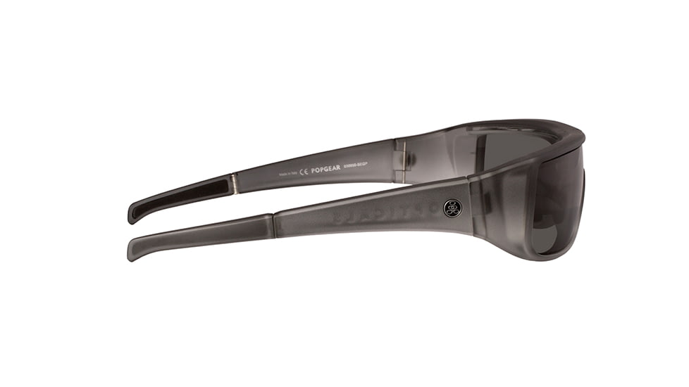 Popticals PopGear Sunglasses, Smoke/Clear Crystal Matte Frame, Gray Lens, Polarized, 030050-SEGP